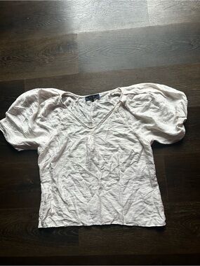 Rachel Pale Blush V-Neck Puff Sleeve Top